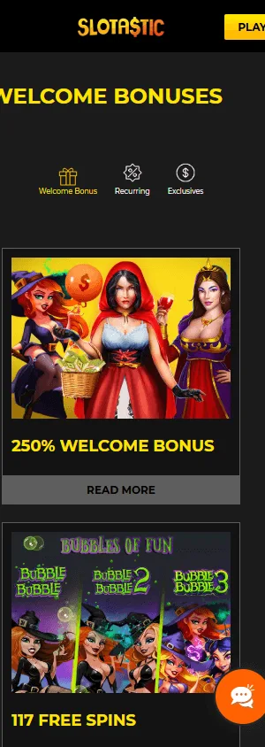 Slotastic Casino mobile browser promotions section