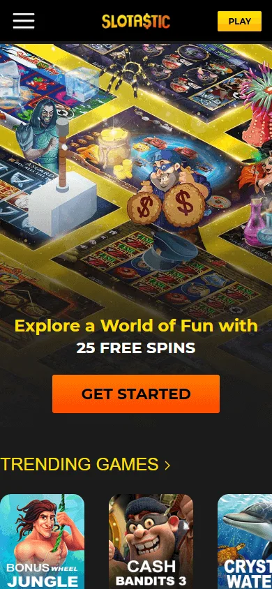 Slotastic Casino mobile browser games selection on a phone